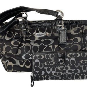 Coach Gallery Optic Metallic Signature C Tote Bag